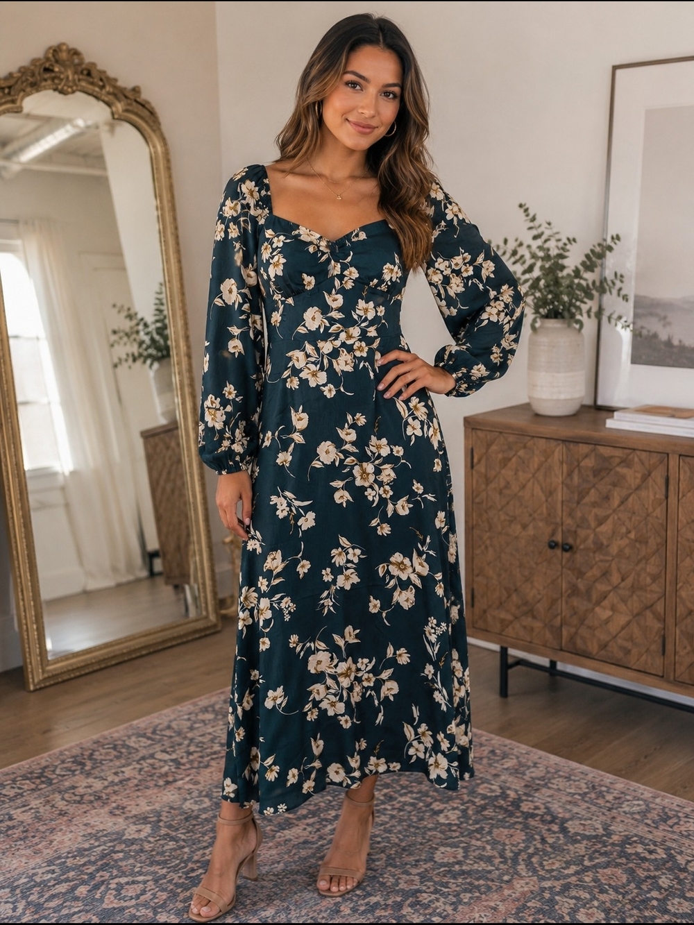 Lush Floral Midi Dress | Size Medium | Like New